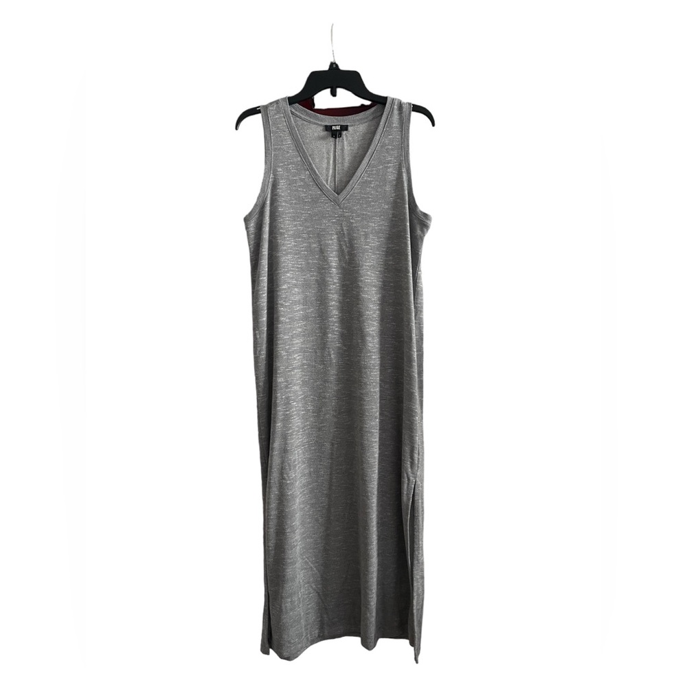 Paige heather gray V-neck midi dress with bottom slits Women’s Size Large